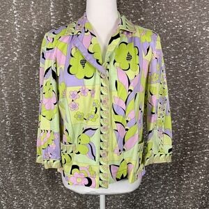 Vintage Averardo Bessi Floral Button Up‎ Shirt Colorful Retro Groovy Women's 14